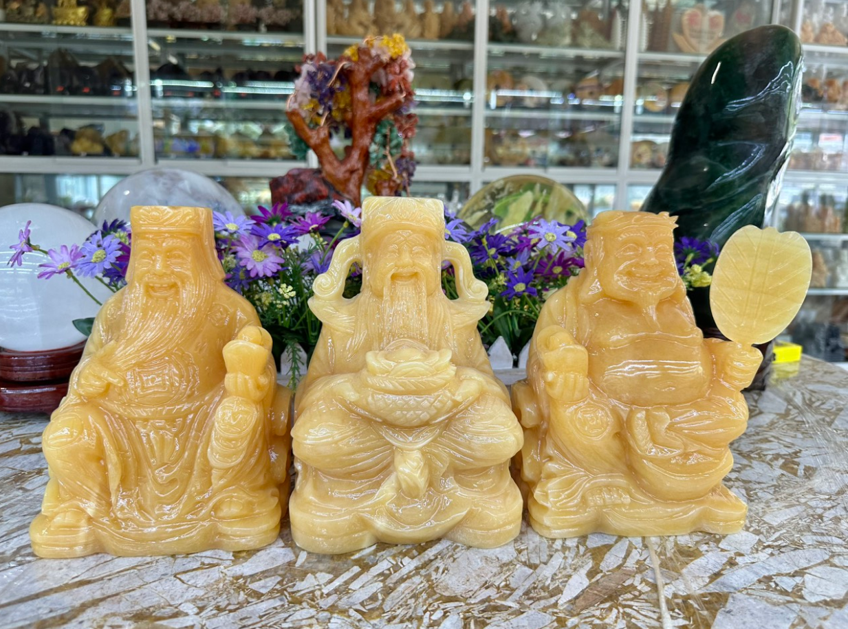 Tượng thần tài- thổ địa- thần tiền đá ngọc hoàng long cao 30cm